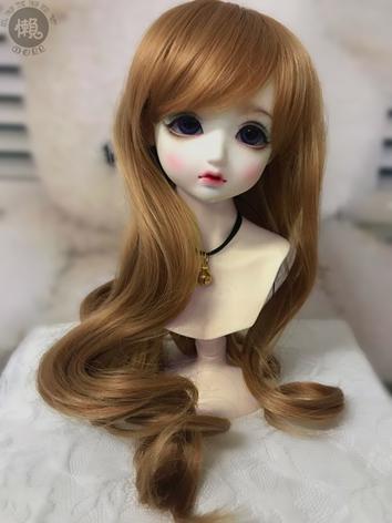 BJD Wig Girl Brown Long Curly Hair Wig for SD/MSD Size Ball-jointed Doll
