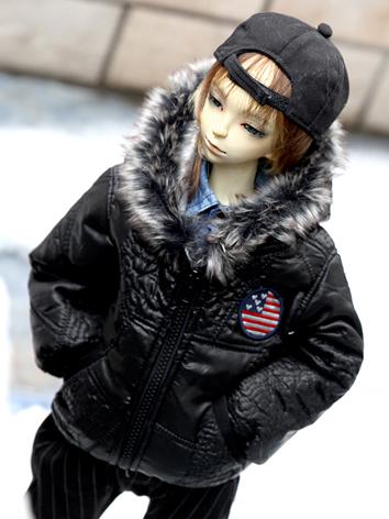 BJD Clothes Male Black Warm Coat Outfit for SD13/SD17 Ball-jointed Doll