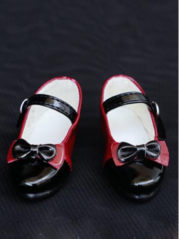 1/4 Girl Shoes Red&Black Flat Shoes for MSD Ball-jointed Doll