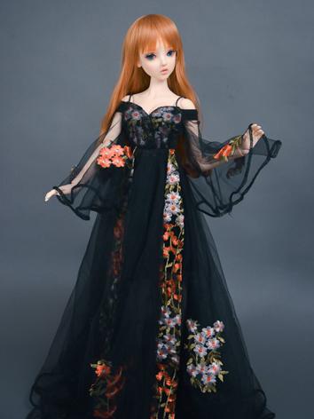 Custom-sized Clothes Girl Black Long Dress for MDD/MSD/SD/DD/65CM Ball-jointed Doll