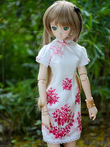 Custom-sized Clothes Girl White Cheongsam Short Dress for MDD/MSD/SD/DD/65CM Ball-jointed Doll