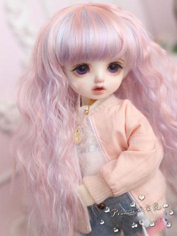 BJD Wig Girl Light Pink&purple Curly Hair for YOSD/MSD/SD Size Ball-jointed Doll