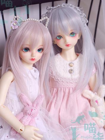 BJD Wig Boy Gray/Pink Straight Hair for SD/MSD/YSD Size Ball-jointed Doll