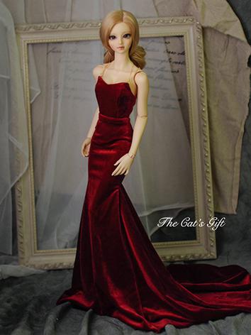 1/3 Clothes Girl Wine Long Dress Outfit for SD Ball-jointed Doll