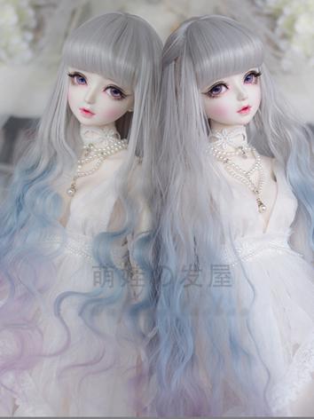 1/3 1/4 Wig Girl Silver Gray&Blue Long Curly Hair for SD/MSD Size Ball-jointed Doll