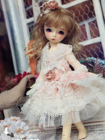 BJD Clothes Girl Pink Lace Dress Suit for YOSD Ball-jointed Doll