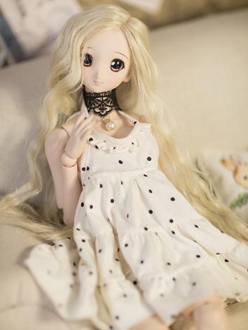 BJD Clothes Girl Dots Printed White Sundress for SD/MSD Ball-jointed Doll