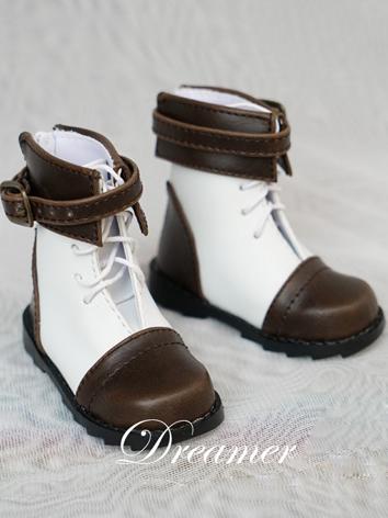 1/3 1/4 Shoes Boy Short White&Brown Boots Shoes for SD/MSD Ball-jointed Doll