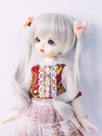 BJD Wig Girl Silver White Pitail Hair for YOSD Size Ball-jointed Doll