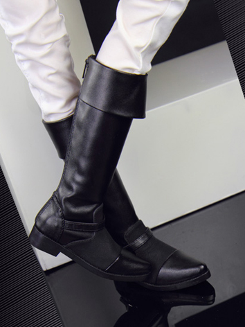 BJD Shoes Pointed-toe Military Leather Boots for 1/4 1/3 Uncle LUTS DZ AOD Black 