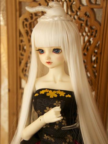 BJD Wig Girl White Ancient Updo Hair for SD Size Ball-jointed Doll