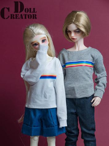 BJD Clothes Boy/Girl 1/4 size Light Gray/White T-shirt for MSD Ball-jointed Doll
