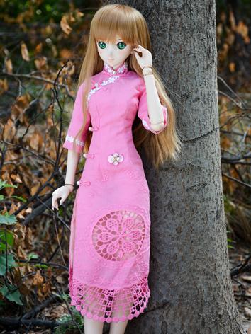 Custom-sized Clothes Girl Rose Pink Cheongsam Dress for MDD/MSD/SD/DD/65CM Ball-jointed Doll