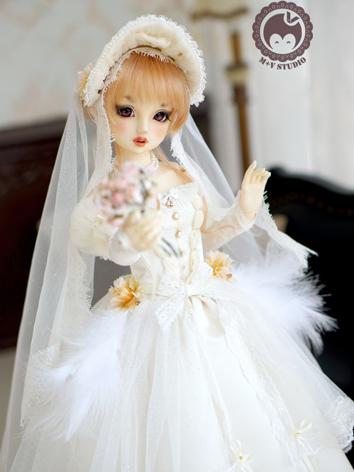 1/3 DD Clothes Girl White Wedding Dress for DD/SD Size Ball-jointed Doll
