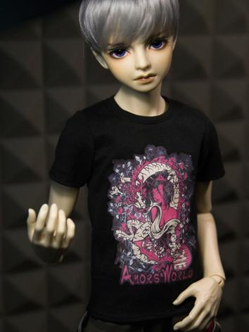 【Limited Item】BJD Clothes Boy White/Black T-shirt for SD13/SD17/70CM Ball-jointed Doll