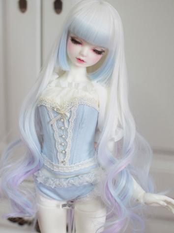 BJD Wig Girl White&Blue&Purple Curly Hair for SD/MSD Size Ball-jointed Doll
