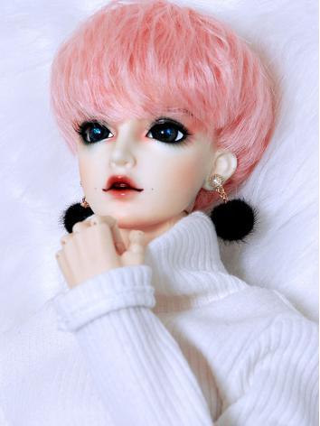 BJD Wig Boy Pink Short Curly Hair Wig for SD/MSD/YOSD Size Ball-jointed Doll