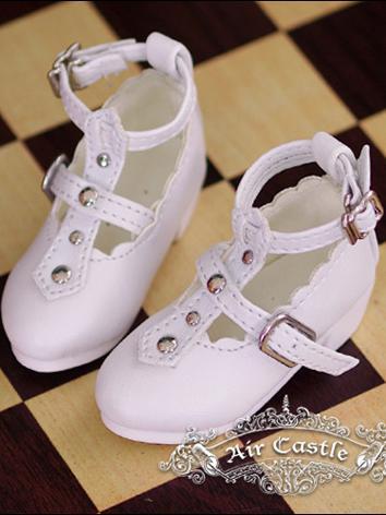 Bjd 1/4 Girl Shoes White/Black Retro Shoes for MSD Ball-jointed Doll
