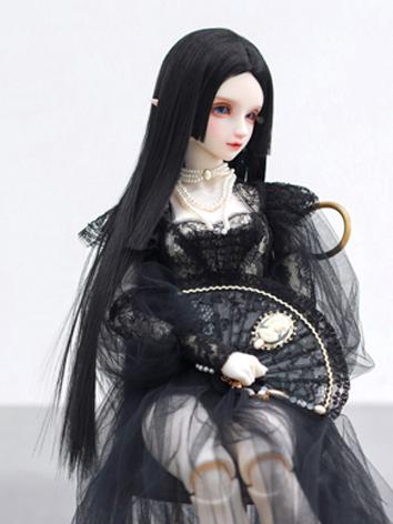 BJD Wig Girl Black&White Straight Hair 1/3 1/4 1/6 Wig for SD/MSD/YSD Size Ball-jointed Doll