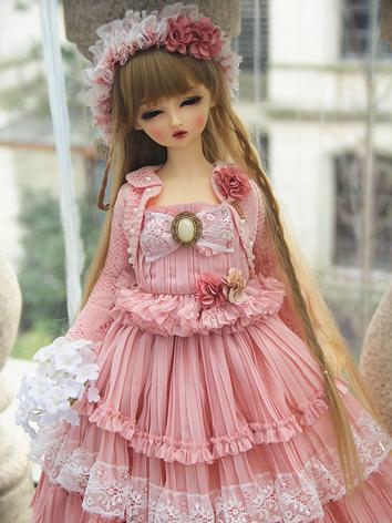 BJD Clothes Girl Pink Long Dress for SD Ball-jointed Doll