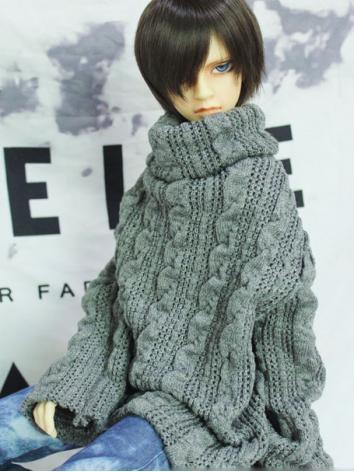 BJD Clothes Boy/Girl Gray High-neck Sweater Top for 70cm/SD/MSD Ball-jointed Doll