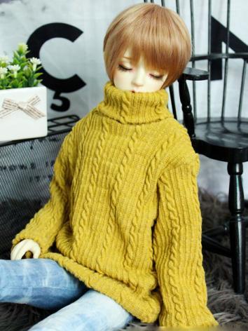 BJD Clothes Boy/Girl Yellow High-neck Sweater Top for 70cm/SD/MSD Ball-jointed Doll
