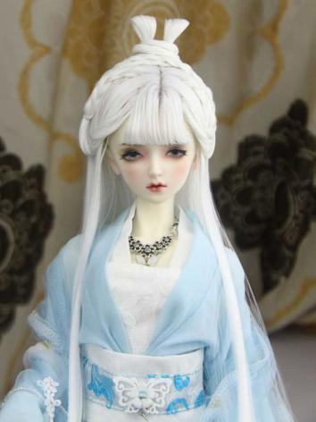 BJD Wig Girl White Ancient Updo Hair for SD Size Ball-jointed Doll