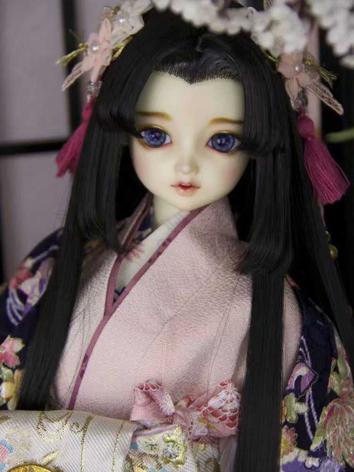 BJD Wig Girl Black Styled Hair for SD Size Ball-jointed Doll