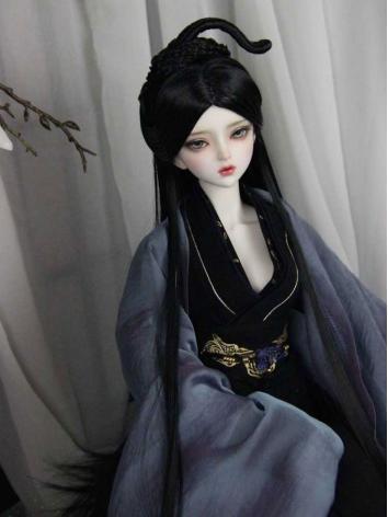 BJD Wig Girl Black Ancient Updo Hair for SD Size Ball-jointed Doll