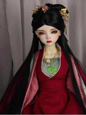 BJD Wig Girl Black Ancient Updo Hair for SD Size Ball-jointed Doll
