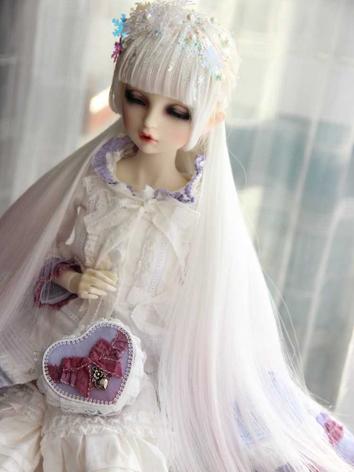 BJD Wig Girl White Styled Long Hair for SD Size Ball-jointed Doll