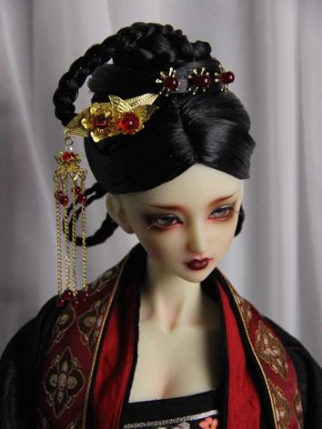 BJD Wig Girl Black Styled Ancient Hair for SD Size Ball-jointed Doll
