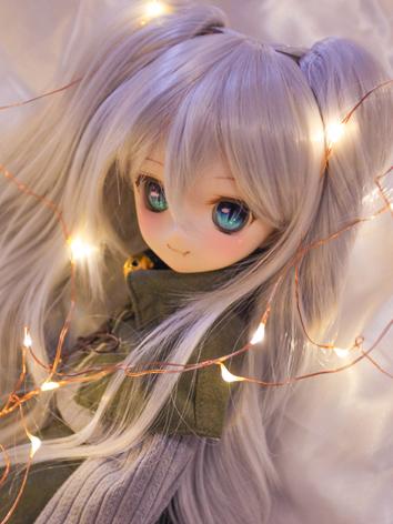 BJD Wig Girl Light Gray/Pink Curly Hair for SD Size Ball-jointed Doll