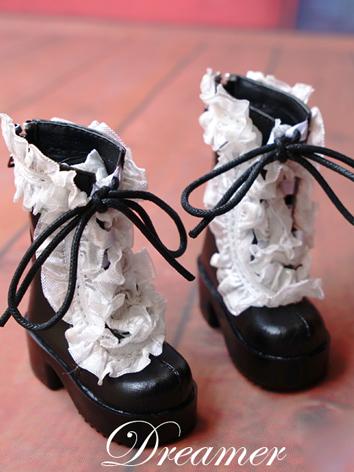 BJD 1/4 Shoes Sweet Girl Black Boots for MSD Ball-jointed Doll