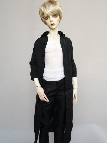 BJD Black Long Shirt Coat for Boy 70cm/SD/MSD Size Ball-jointed Doll