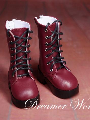 BJD 1/3 1/4 Shoes Boy/Girl Dark Red Boots Shoes for SD/MSD Ball-jointed Doll