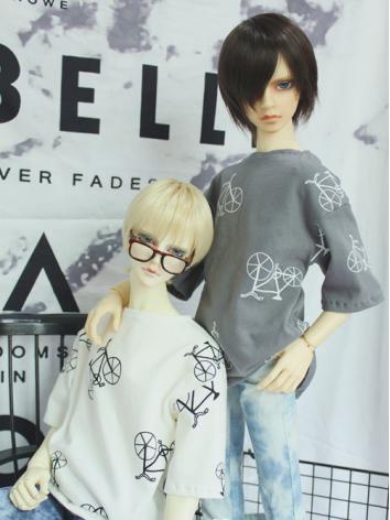 BJD Clothes Boy Nordic Style Gray White Twins T-shirt Top for 70cm/SD/MSD Ball-jointed Doll
