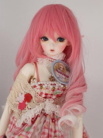 BJD Wig Girl With Bangs Long Pink Curly Stylable Hair 60cm for SD Size Ball-jointed Doll