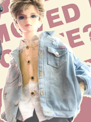 BJD Clothes Boy Light Blue Jeans Coat for SD13/SD17/70CM Size Ball-jointed Doll