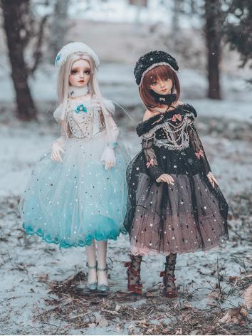 BJD Clothes 1/3 Girl Skyblue/Black Dress Set Suit for SD13/SDGR/SD16 size Ball-jointed Doll