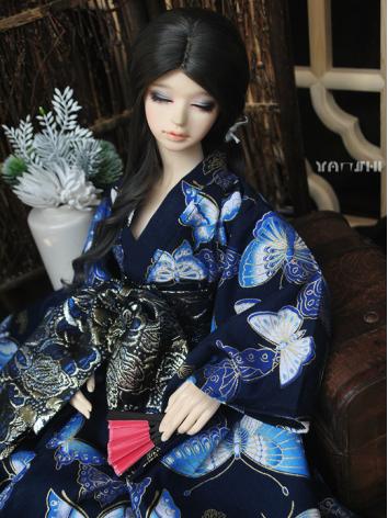 BJD Clothes Boy/Girl Navy Butterfly Kimono/Yukata for 75cm/70cm/SD/MSD/YOSD Ball-jointed Doll