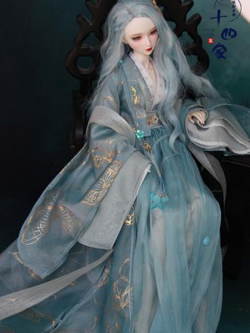 BJD Clothes Girl Chinese Blue Ancient Dress Suit for SD/69CM Ball-jointed Doll