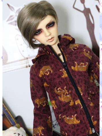 BJD Clothes Boy Dark Red Leopard Casual Coat Fit for SD13/SD17 Ball-jointed Doll