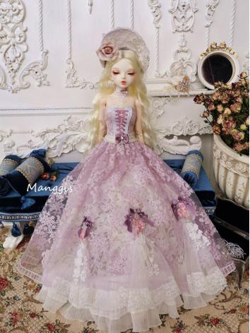 BJD Clothes Girl Wisteria Flower Purple Dress Suit For SD/MSD Ball-jointed Doll