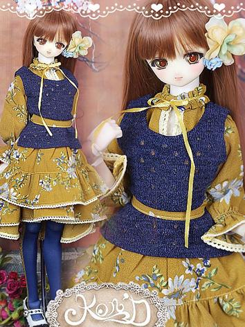 1/3 BJD Clothes Girl Yellow Dress Set for SD/DD size Ball-jointed Doll
