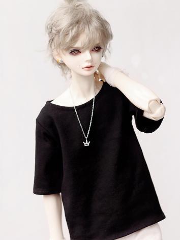 BJD Clothes Boy Black T-shirt With Random Necklace for MSD/SD/70CM Ball-jointed Doll