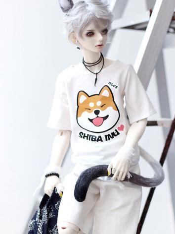 BJD Clothes White T-shirt Shiba Inu for MSD/SD/70CM Ball-jointed Doll