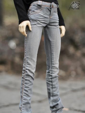 BJD Clothes Light Gray Pleated Jeans for MSD/SD/70cm Ball-jointed Doll
