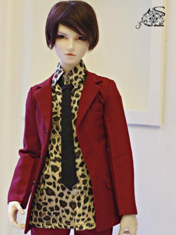 BJD Clothes Wine Red Business Casual Slim Suit for MSD/SD/70cm Ball-jointed Doll