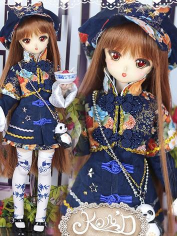 1/4 BJD Clothes Girl Blue Dress Set for MSD/MDD size Ball-jointed Doll